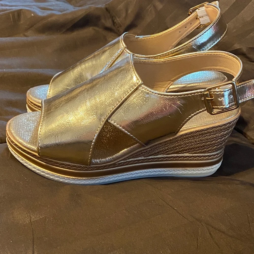 Gold Women's Sandals - Picture 2 of 4